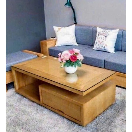 Casa 07 : Bàn Sofa Gỗ Sồi + Mặt Kính Cường Lực